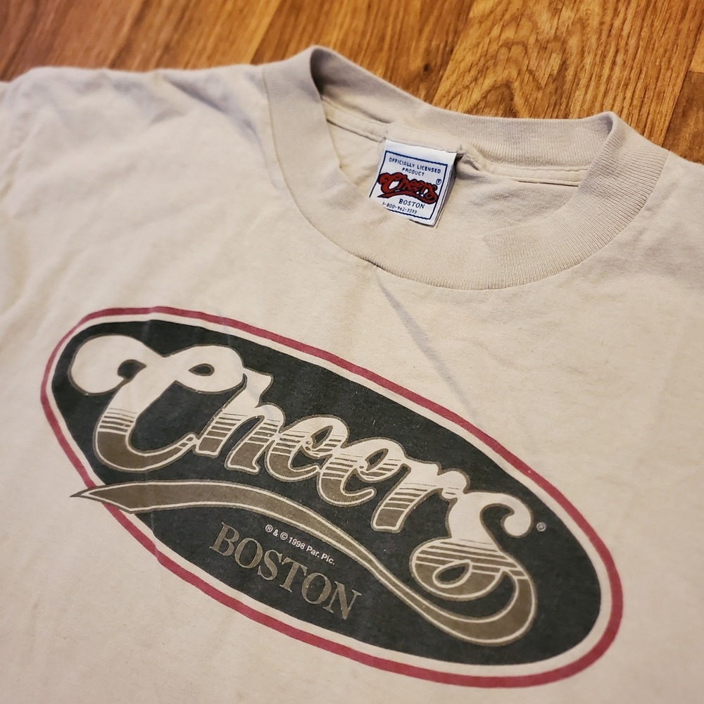 Vintage 90s Cheers Shirt Adult XL Beige Boston TV Show Promo 1998